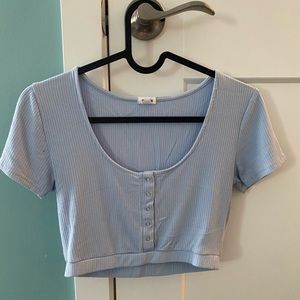 Baby blue garage crop top